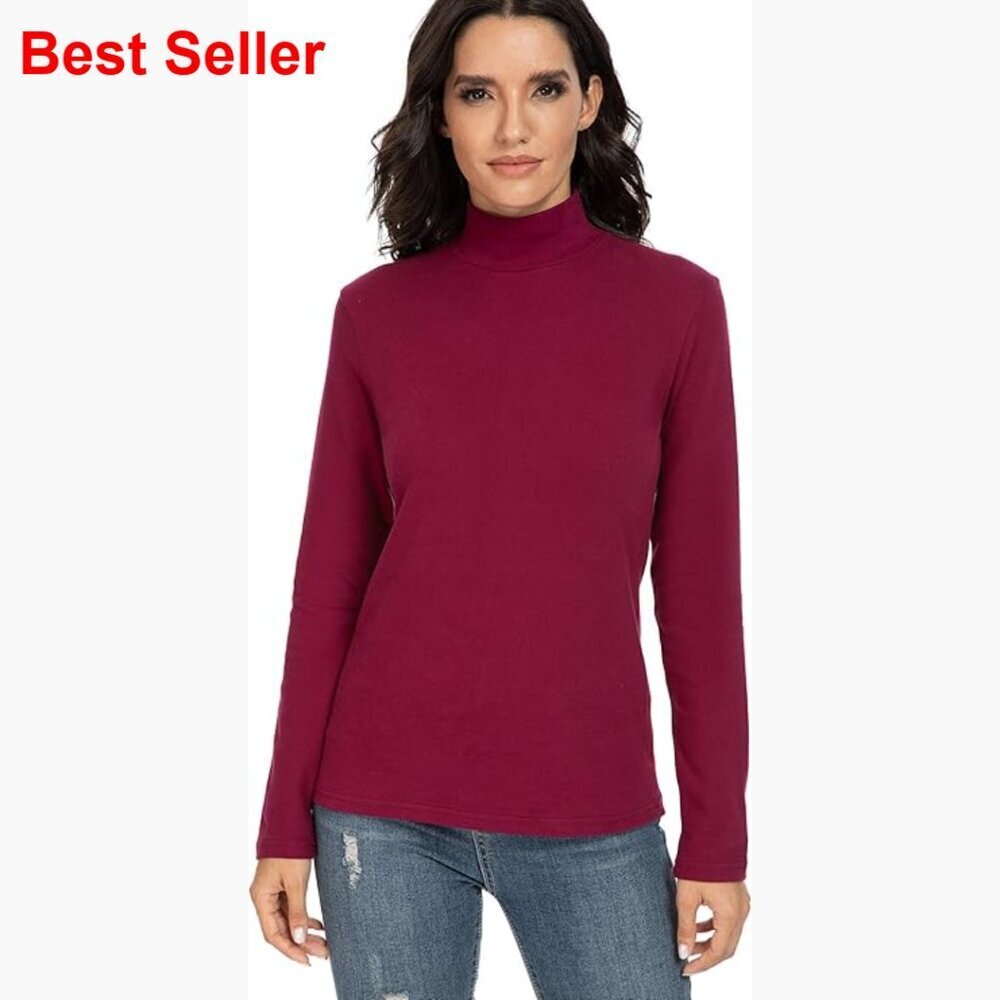 Cotton Mock Turtleneck Long Sleeve Thermal Top